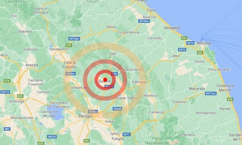 Scossa di terremoto a Gubbio di magnitudo 4